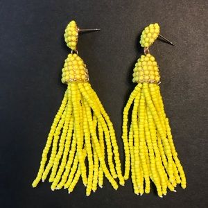 Yellow Beaded Tassel Earrings